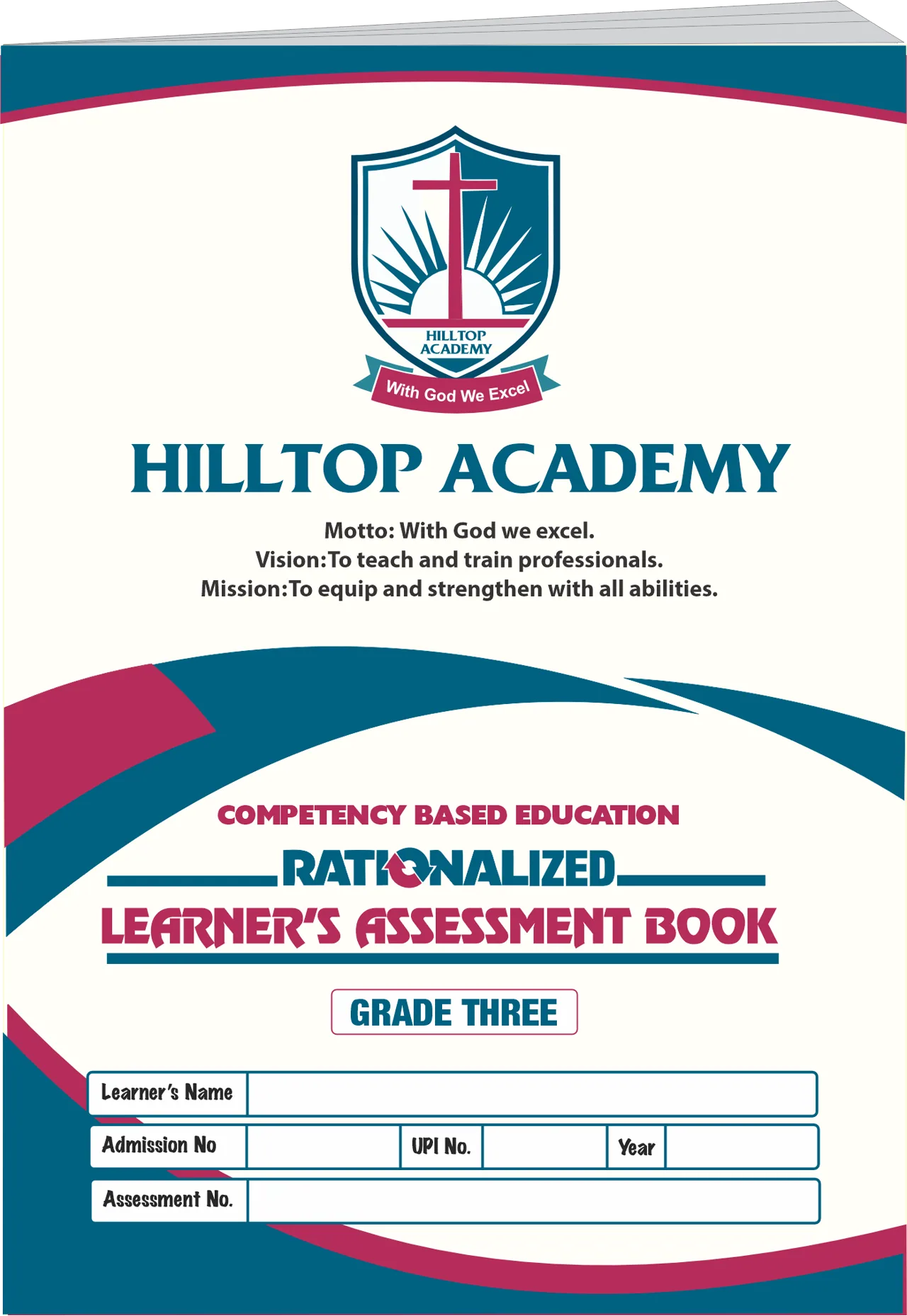 Custom-branded CBE learner assessment book