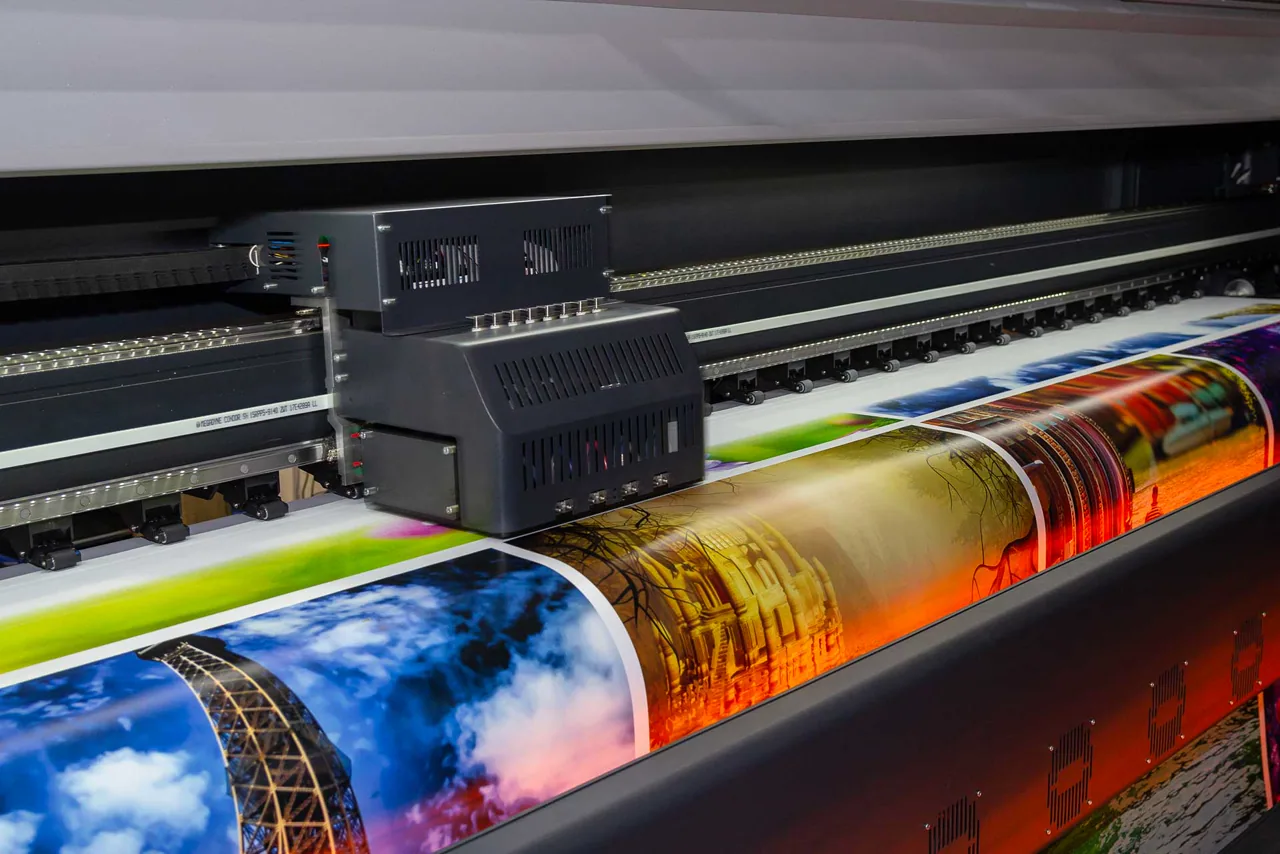 Large-format graphics being printed in full colour