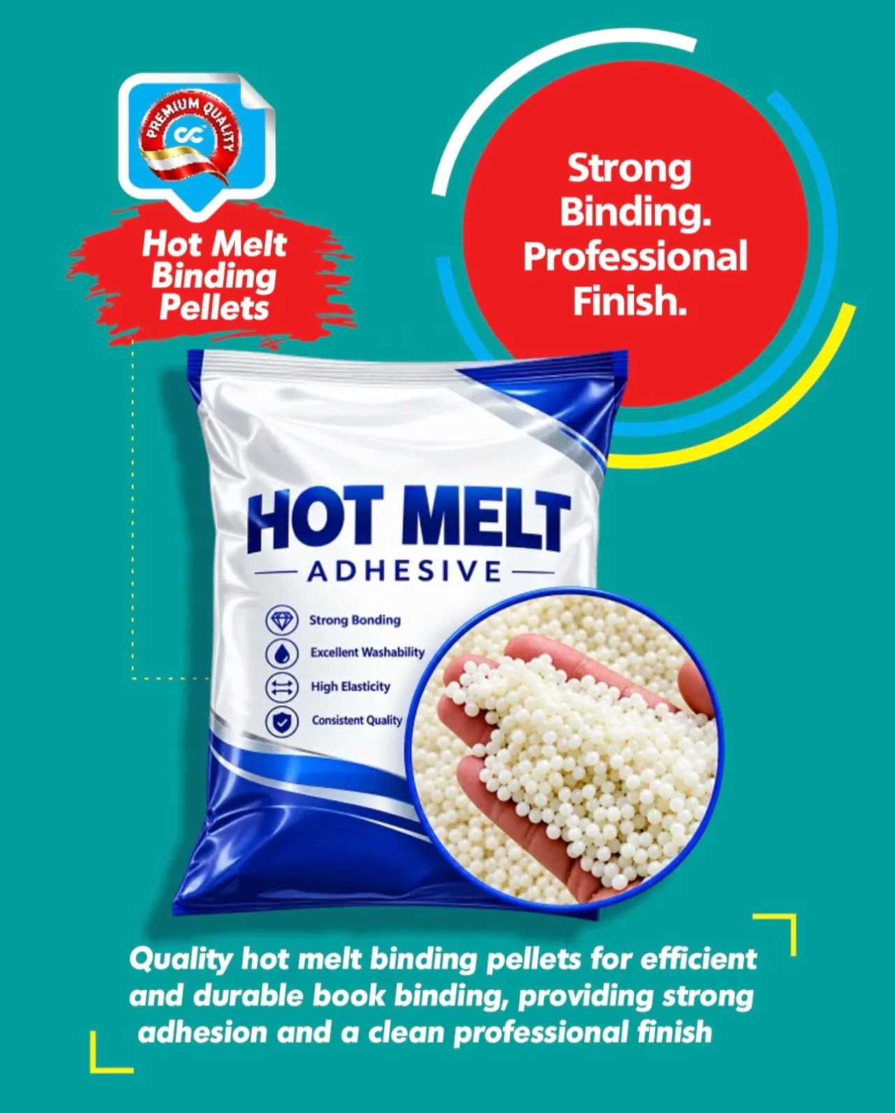 Hot melt book binding glue pellets